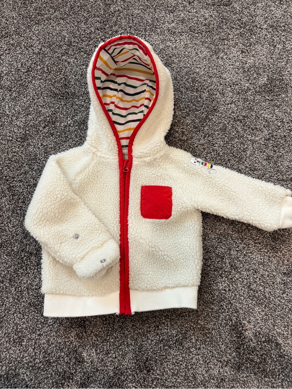 Hudson Bay Company Stripes vintage Sherpa Hoody - size 0-6 months